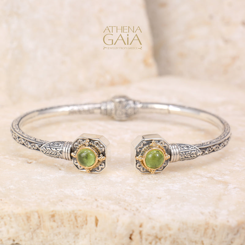 Cyclades Square Open Hinged Bracelet - 18k Gold & Sterling Silver Bracelet