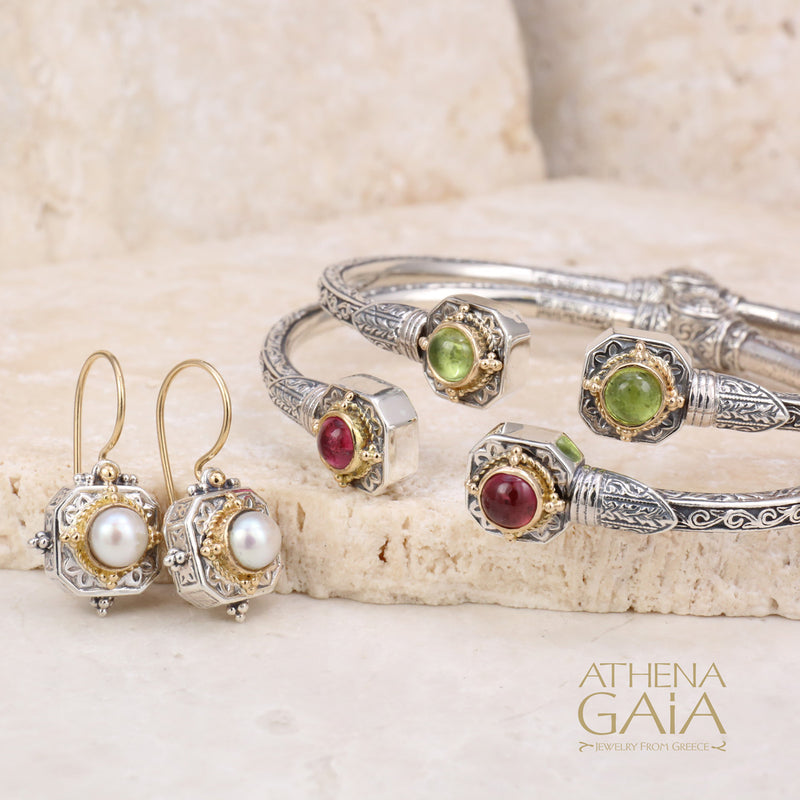 Cyclades Square Open Hinged Bracelet - 18k Gold & Sterling Silver Bracelet