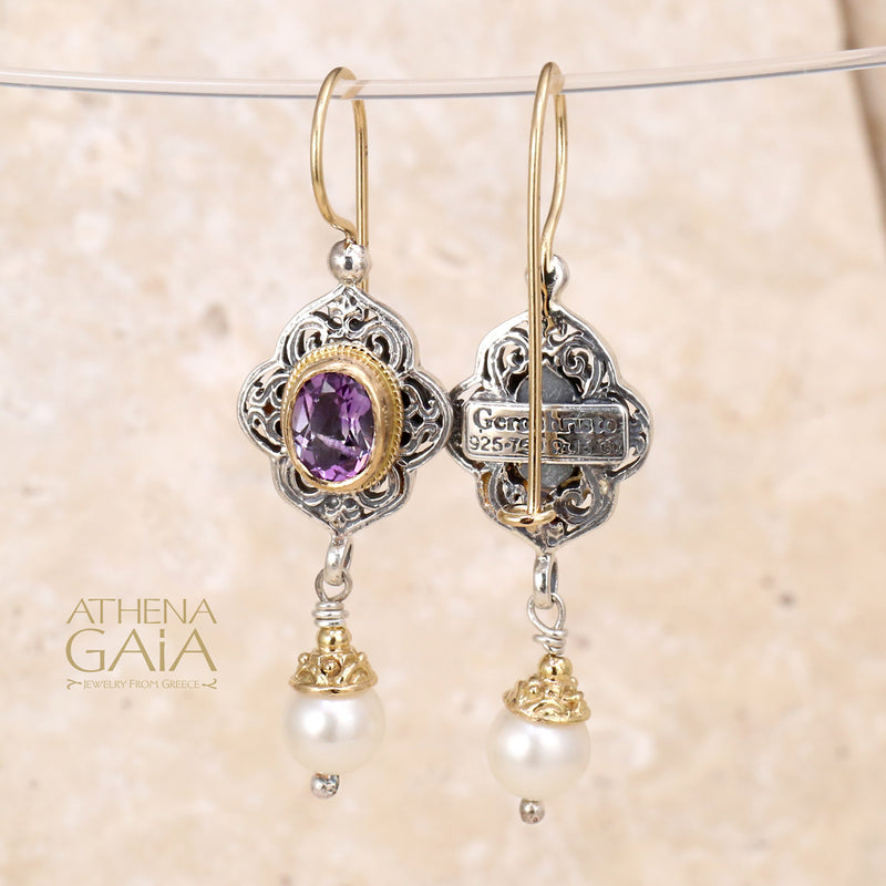 Pearl Drop Chandelier Earrings - 18k Gold and Sterling Silver Earrings