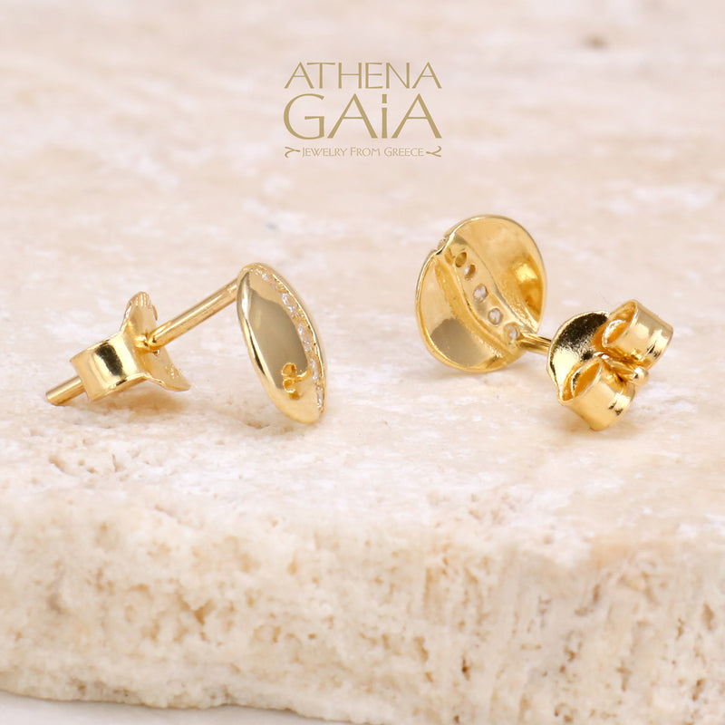 Brilliant River Stud Earrings - 14k Gold Earrings