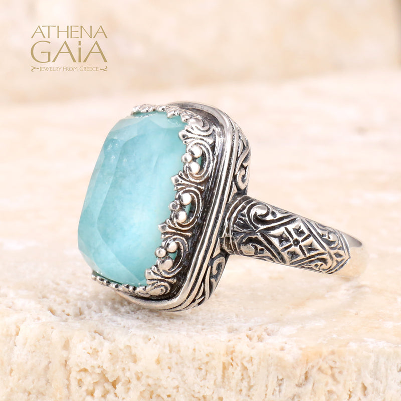 Pop Rocks Rectangular Crown Ring - Sterling Silver Ring - Cocktail Ring