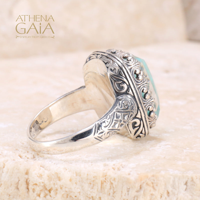 Pop Rocks Rectangular Crown Ring - Sterling Silver Ring - Cocktail Ring