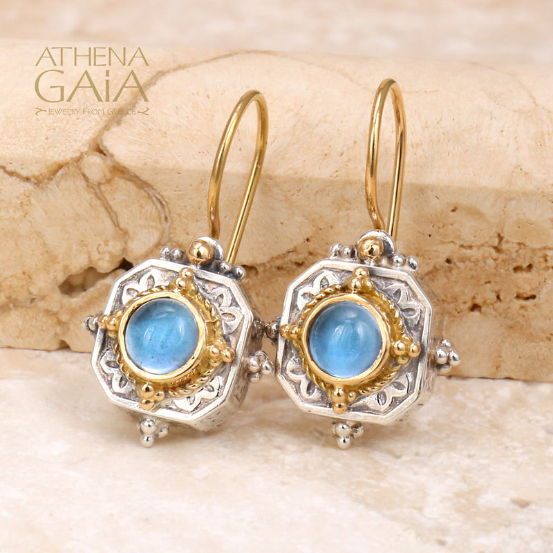 Cyclades Square Earrings - 18k Gold & Sterling Silver Earrings - French Wire Earrings