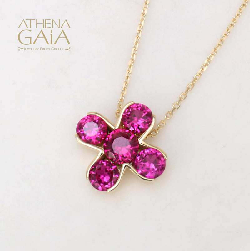 5 Stone Eastern Cross Gold Necklace - 14k Gold Necklace