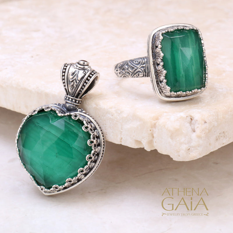 Pop Rocks Crown Bezel Heart Pendant - Sterling Silver Pendant