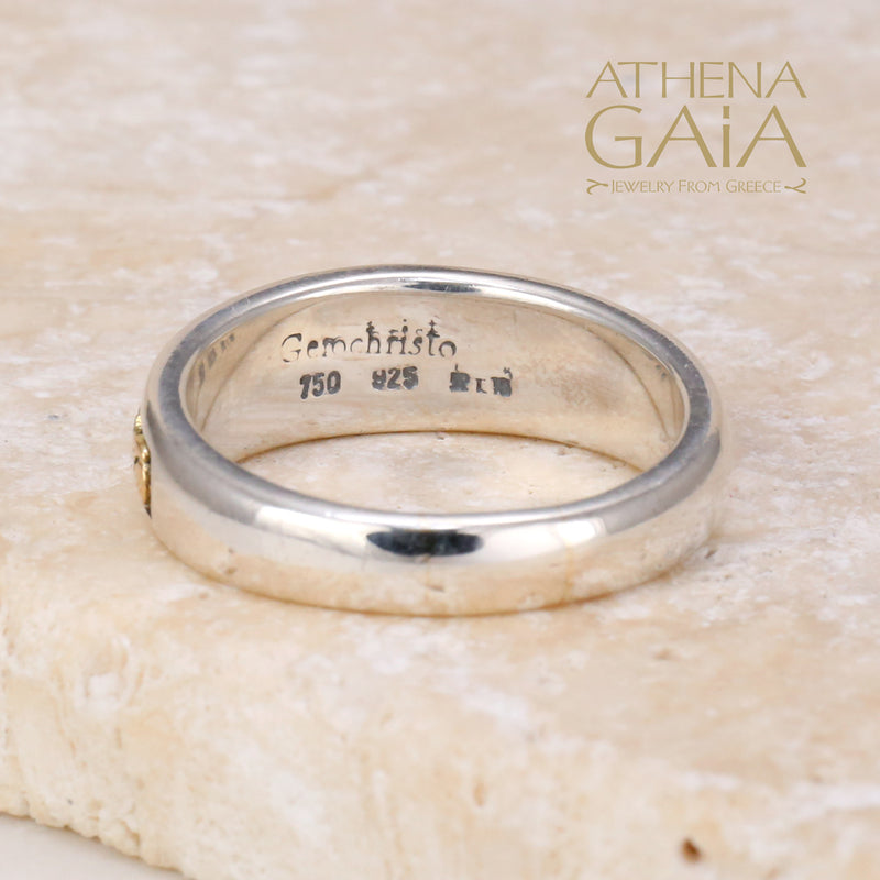 Gold Face Nefeli Ring - 18k Gold & Sterling Silver Ring - Stackable Ring