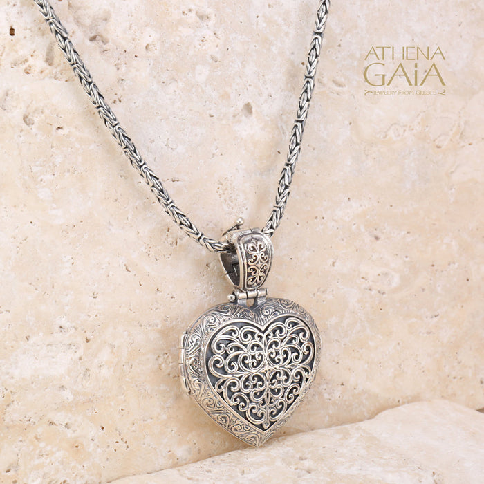 Mediterranean Large Heart Silver Locket