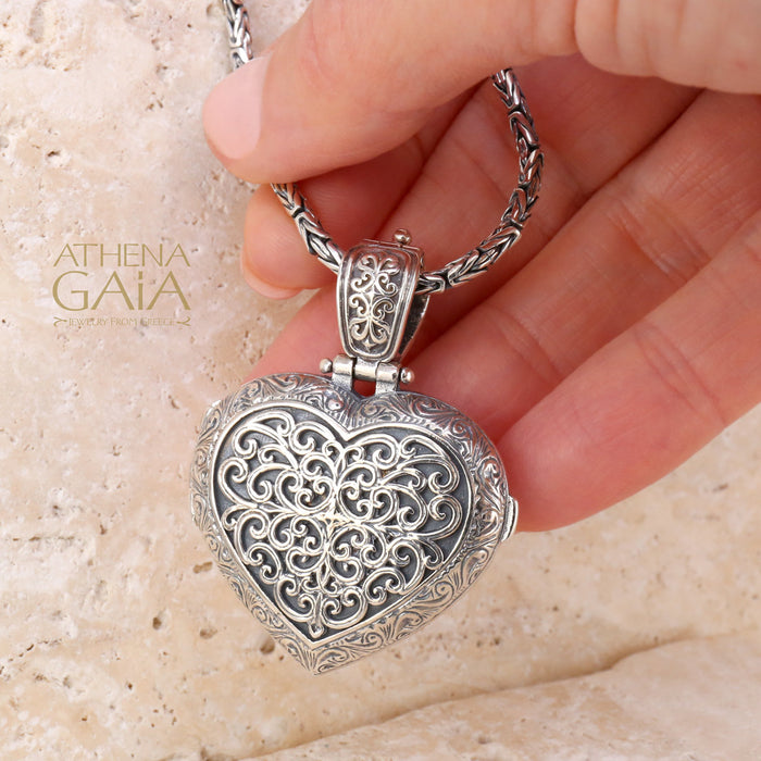 Mediterranean Large Heart Silver Locket