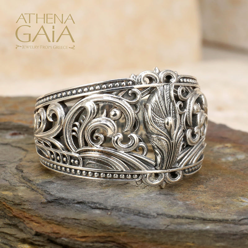 Silver Waves Filigree Band Ring - Sterling Silver Ring