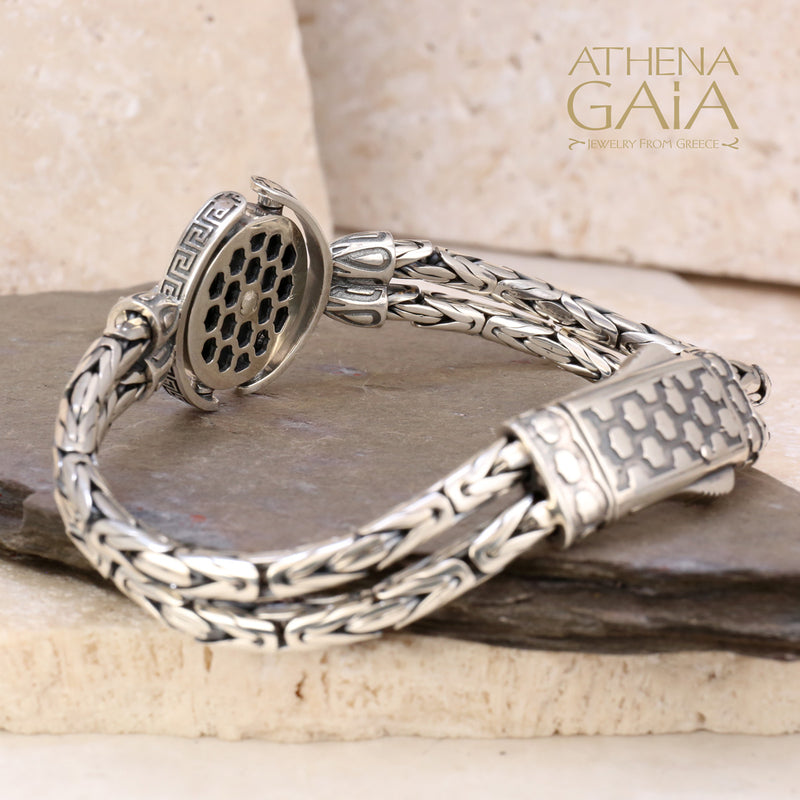 Medusa Swivel Double Chain Bracelet - Sterling Silver Bracelet