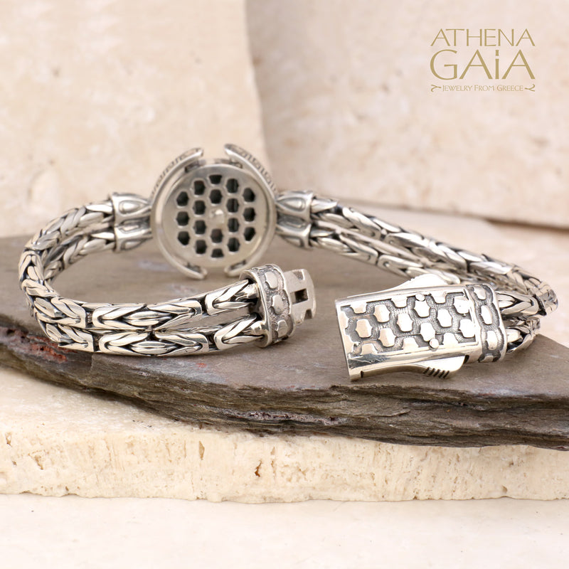 Medusa Swivel Double Chain Bracelet - Sterling Silver Bracelet