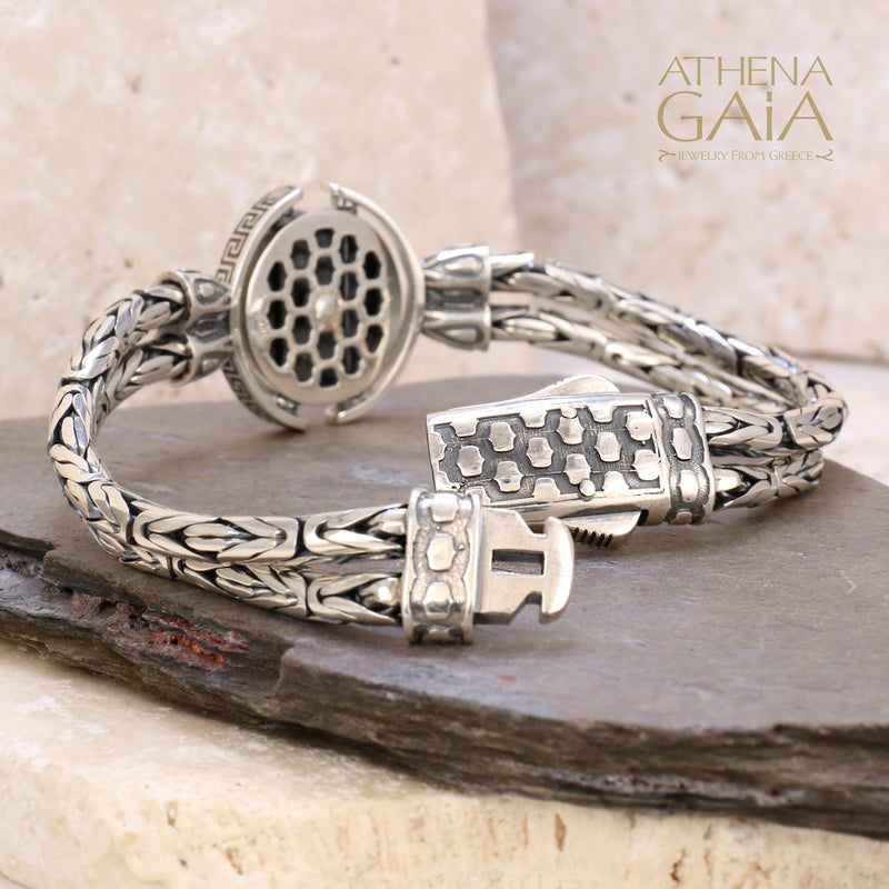 Medusa Swivel Double Chain Bracelet - Sterling Silver Bracelet