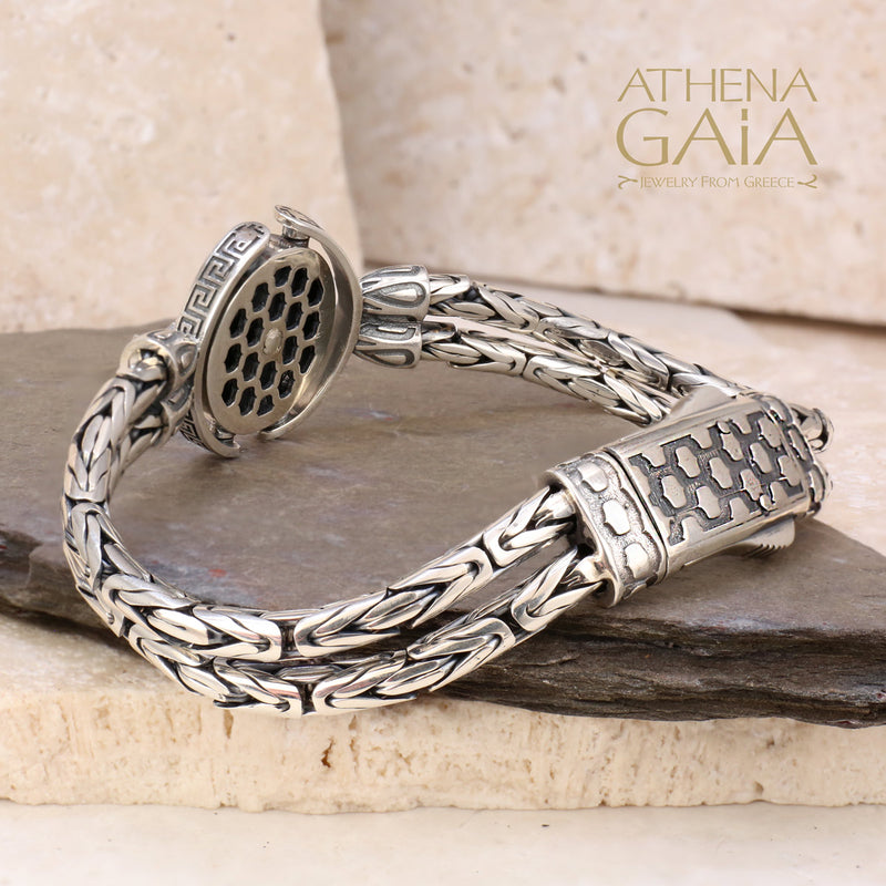 Medusa Swivel Double Chain Bracelet - Sterling Silver Bracelet