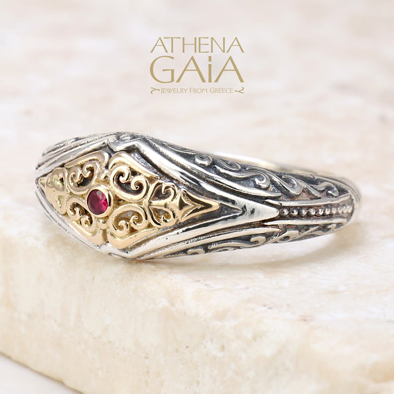 Notus Band Ring - 18k Gold & Sterling Silver Ring - Stackable Ring