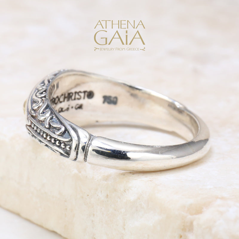 Notus Band Ring - 18k Gold & Sterling Silver Ring - Stackable Ring