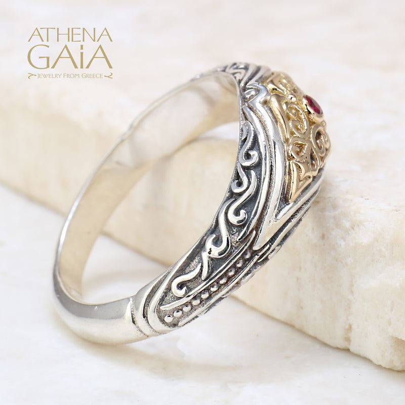 Notus Band Ring - 18k Gold & Sterling Silver Ring - Stackable Ring