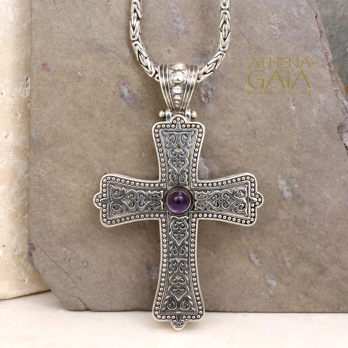 Flared Stoned Filigree Open Cross