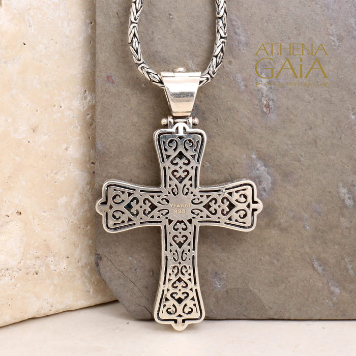 Flared Stoned Filigree Open Cross