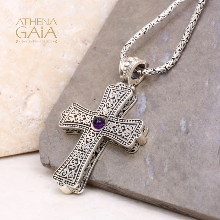 Flared Stoned Filigree Open Cross