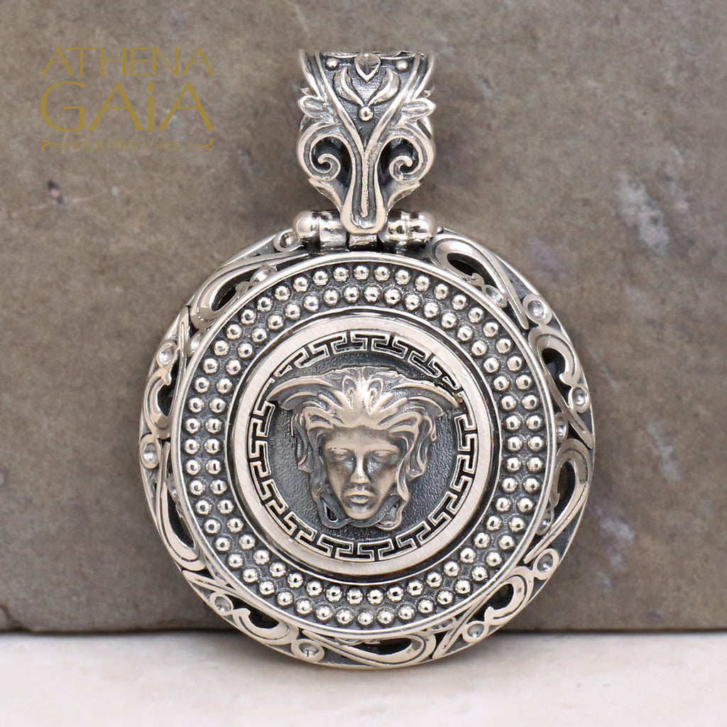 Dot and Scroll Medusa Pendant (In-Stock)