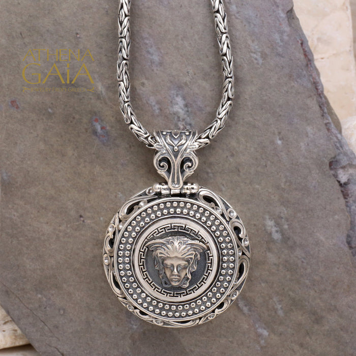 Dot and Scroll Medusa Pendant (In-Stock)