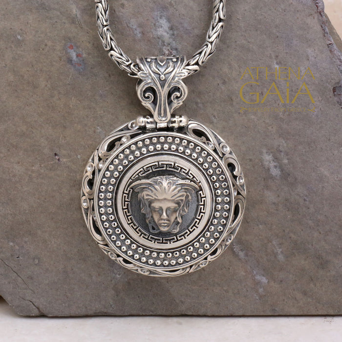 Dot and Scroll Medusa Pendant (In-Stock)