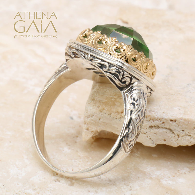 Pop Rocks Square Ring - 18k Gold & Sterling Silver Ring - Cocktail Ring