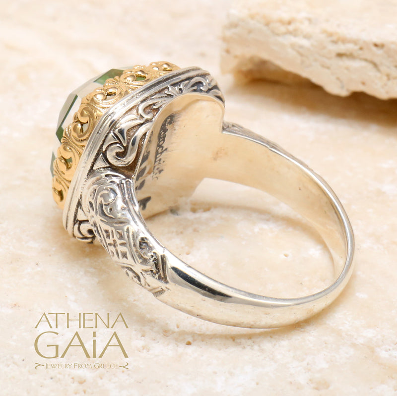 Pop Rocks Square Ring - 18k Gold & Sterling Silver Ring - Cocktail Ring