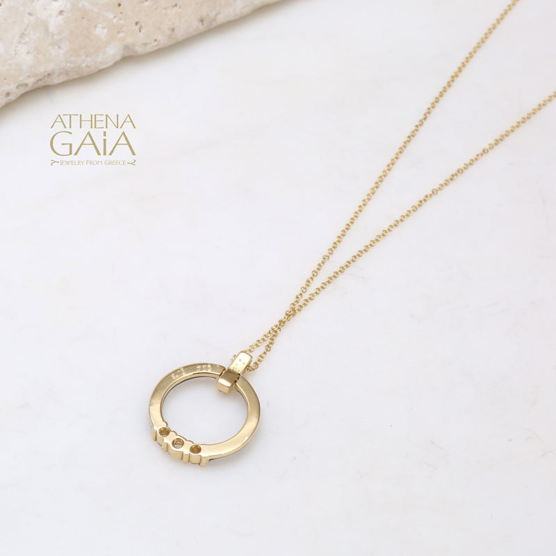 Enamel Ring Pendant Necklace - 14k Gold Necklace