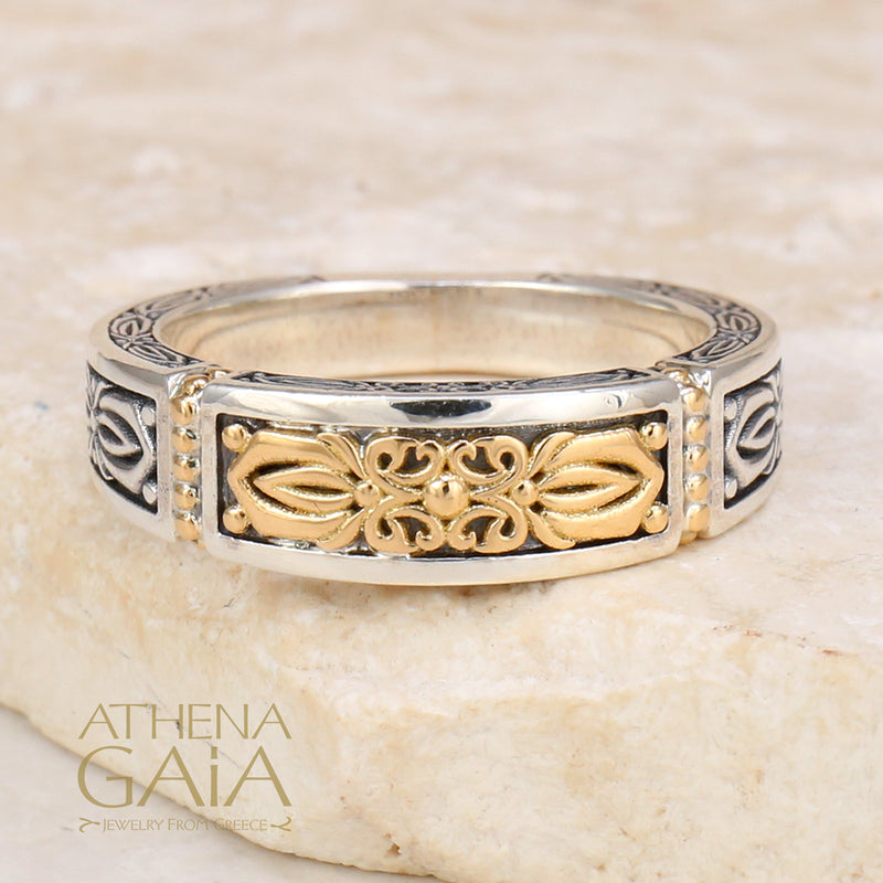 Zephyr Band Ring - 18k Gold & Sterling Silver Ring - Stackable Ring