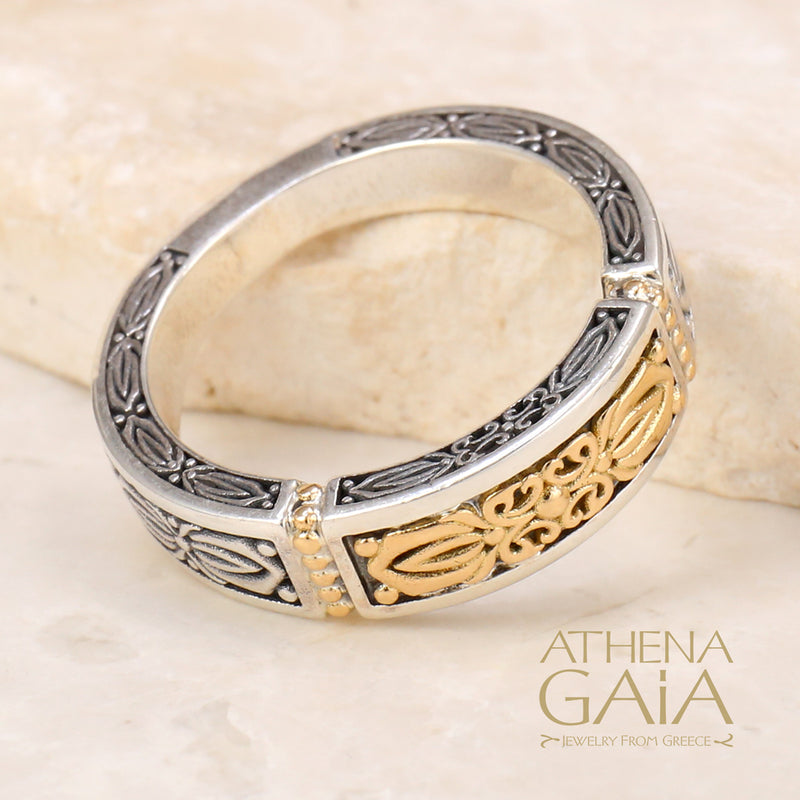 Zephyr Band Ring - 18k Gold & Sterling Silver Ring - Stackable Ring