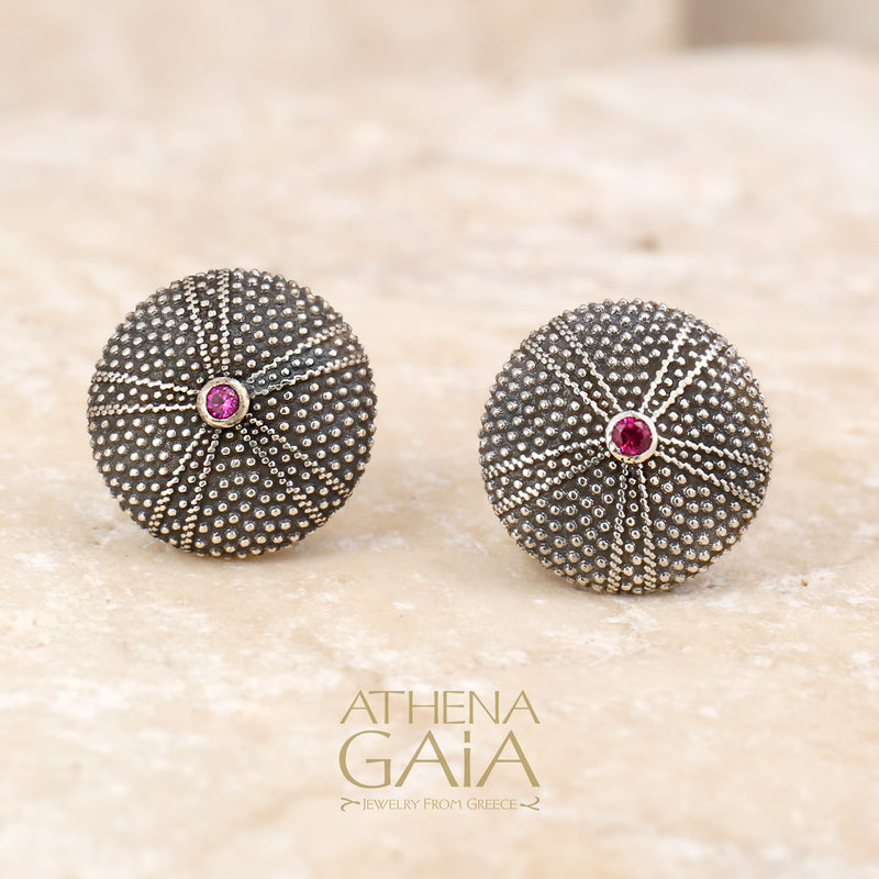 Thalassa Sea Urchin Silver Post Earrings - Sterling Silver Earrings