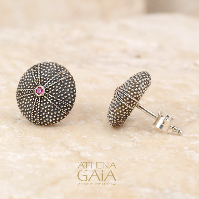 Thalassa Sea Urchin Silver Post Earrings