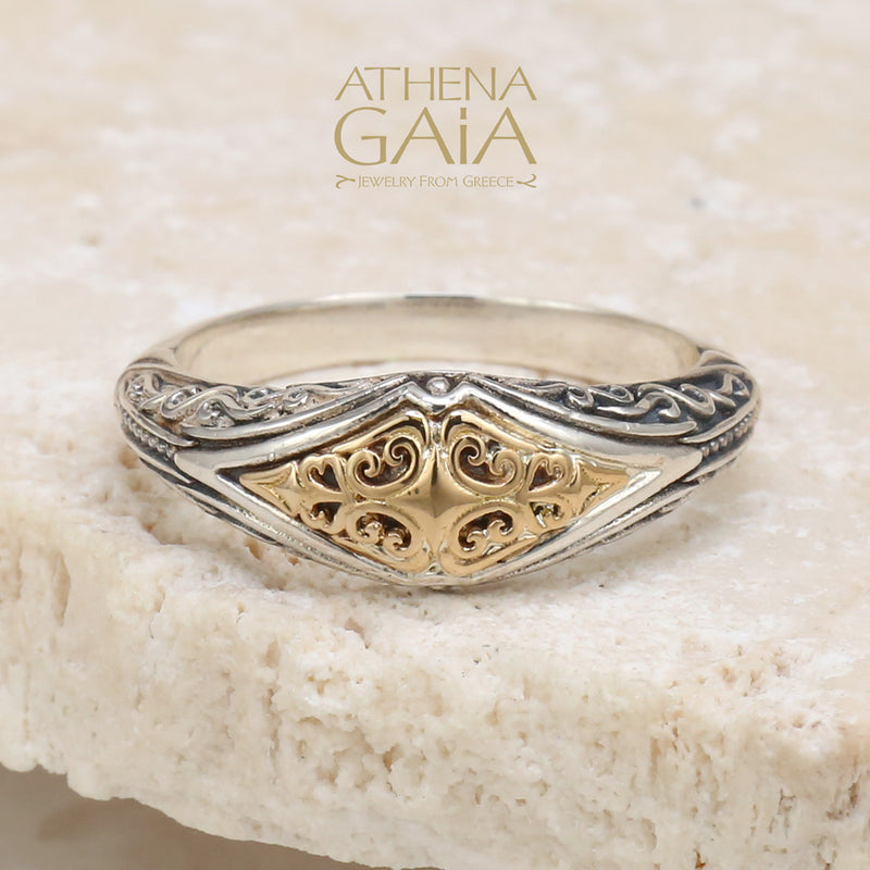 Eurus Thin Band Ring - 18k Gold & Sterling Silver Ring - Stackable Ring