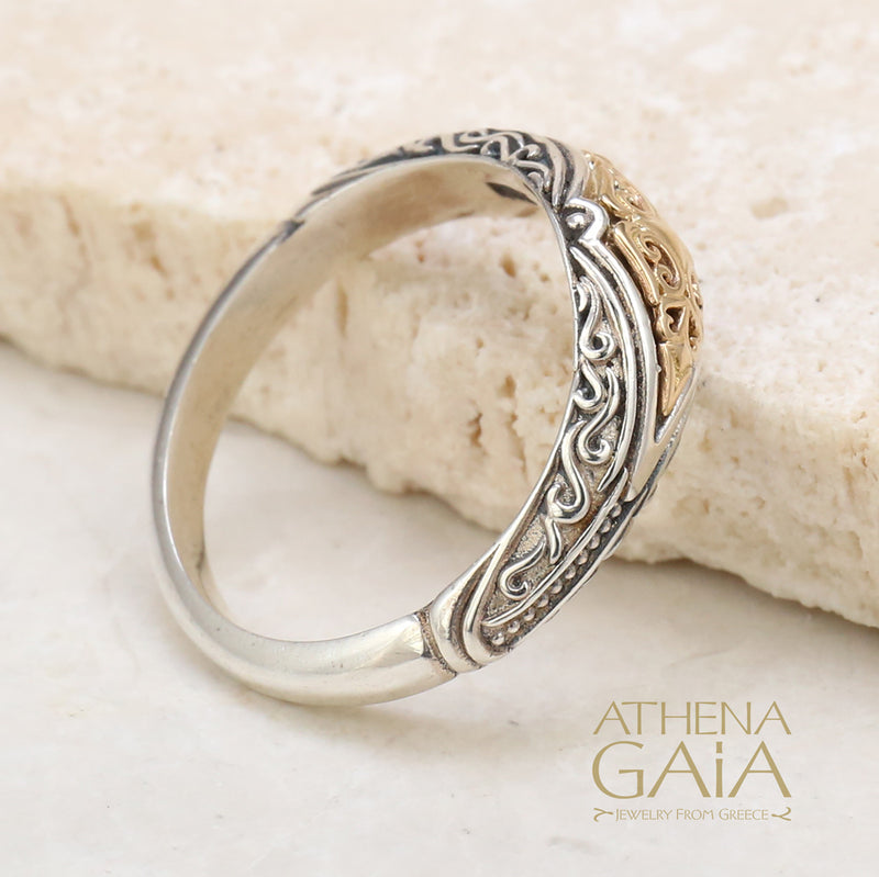 Eurus Thin Band Ring - 18k Gold & Sterling Silver Ring - Stackable Ring