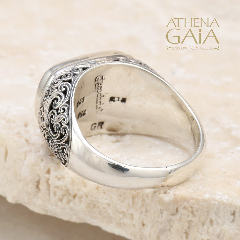 Maltese Cross Ring - 18k Gold & Sterling Silver Ring - Club Ring