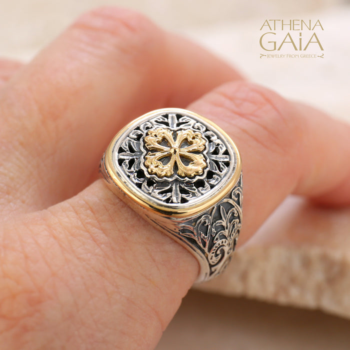 Golden Clover Border Ring