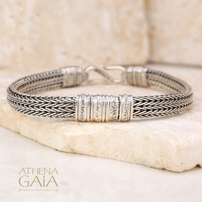 Aretousa Double Strap Bracelet - Sterling Silver Bracelet