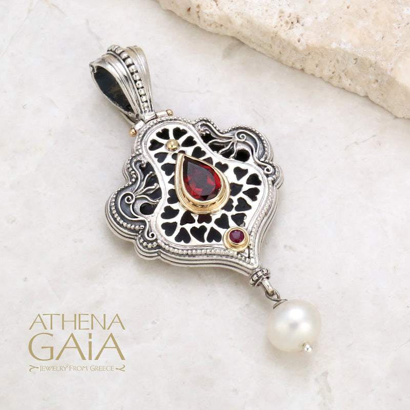 Voluptous Hearts Pendant - 18k Gold & Sterling Silver Pendant