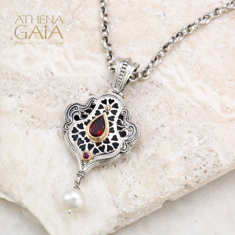 Voluptous Hearts Pendant - 18k Gold & Sterling Silver Pendant