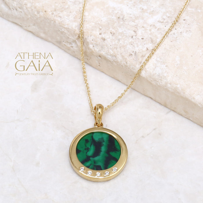 Al'Oro Malachite Disc Pendant Only (In-Stock)