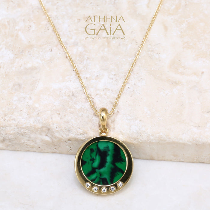 Al'Oro Malachite Disc Pendant Only (In-Stock)