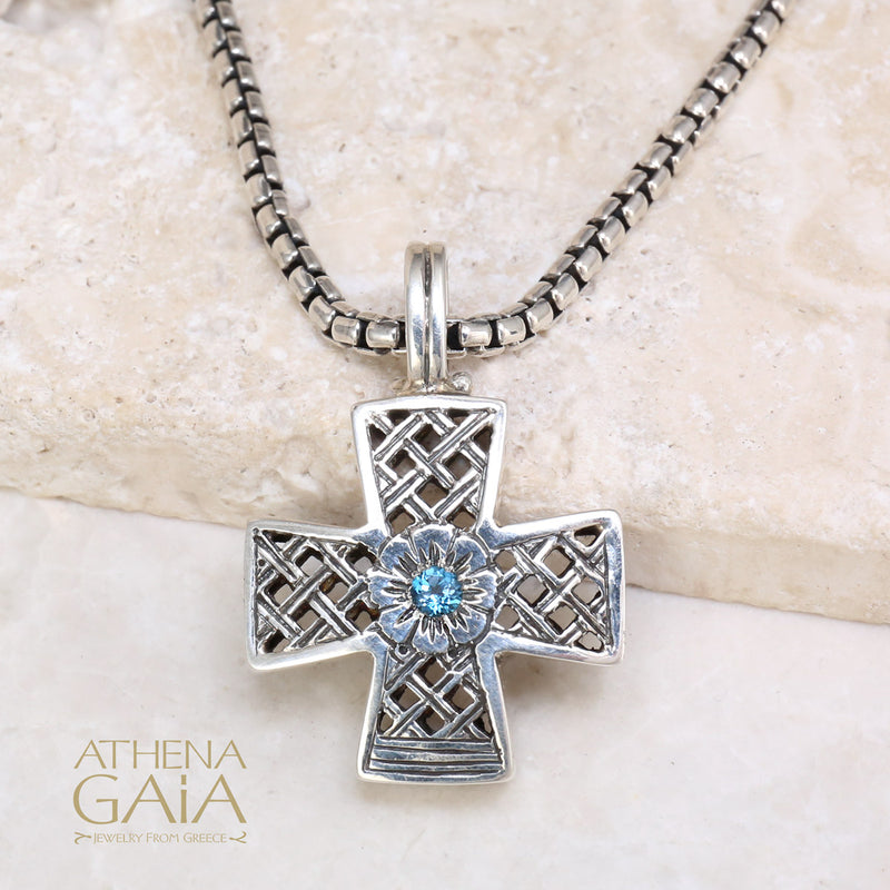 Trellis - Sterling Silver - Greek Cross Necklace