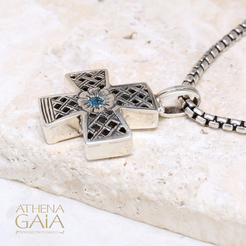 Trellis - Sterling Silver - Greek Cross Necklace
