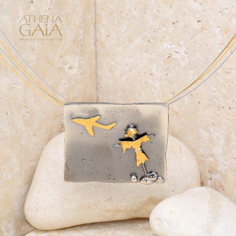 Leaving for Greece Necklace - Gold Plated Sterling Silver Necklace