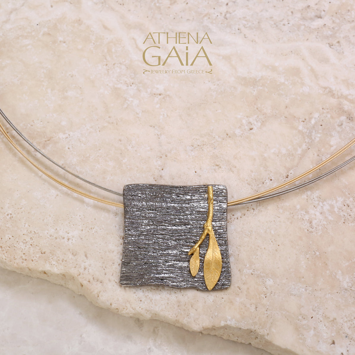 Dual Leaf Square Necklace — Athena Gaia