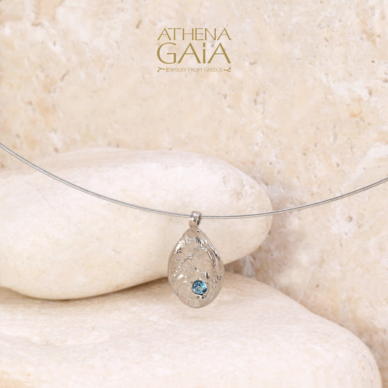 Topaz Pebble Drop Necklace - Gold Plated Sterling Silver Necklace