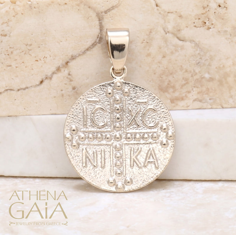 Justinian and Theodora Concave Cross (Medium) - Sterling Silver - Coin Konstantinata