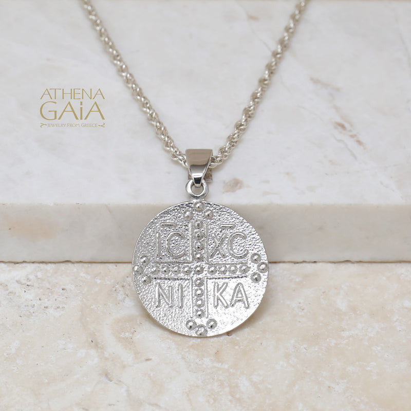 Justinian and Theodora Concave Cross (Medium) - Coin Konstantinata - 14k Gold