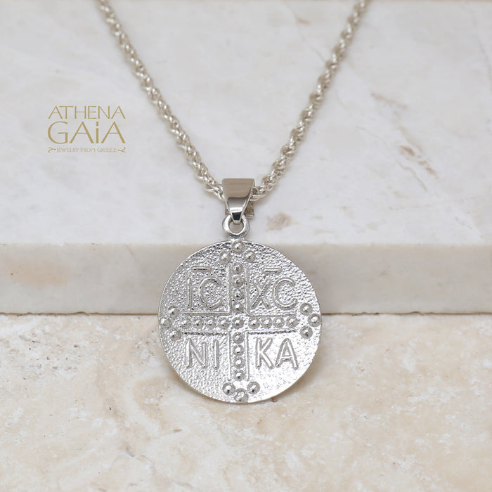 Justinian and Theodora Concave Cross (Medium) - Coin Konstantinata - 14k Gold